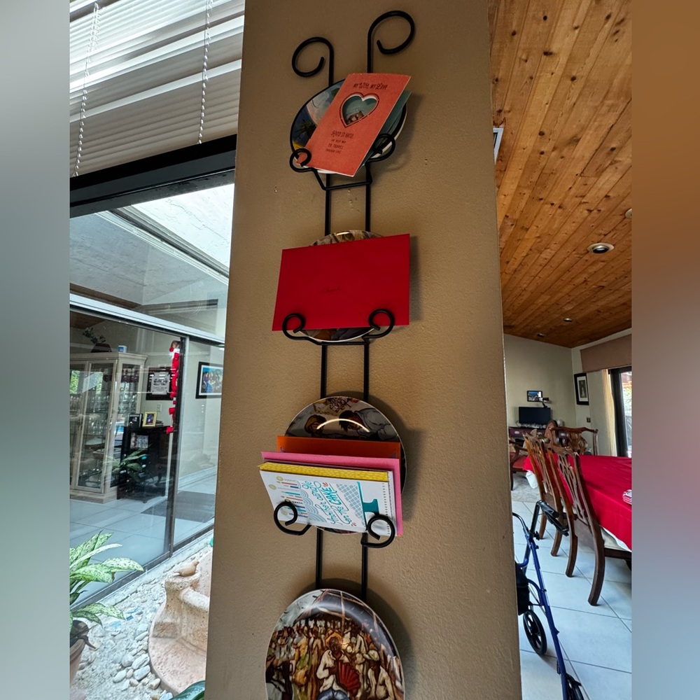 Metal letter and/or plate holder for decorative statement in kitchen